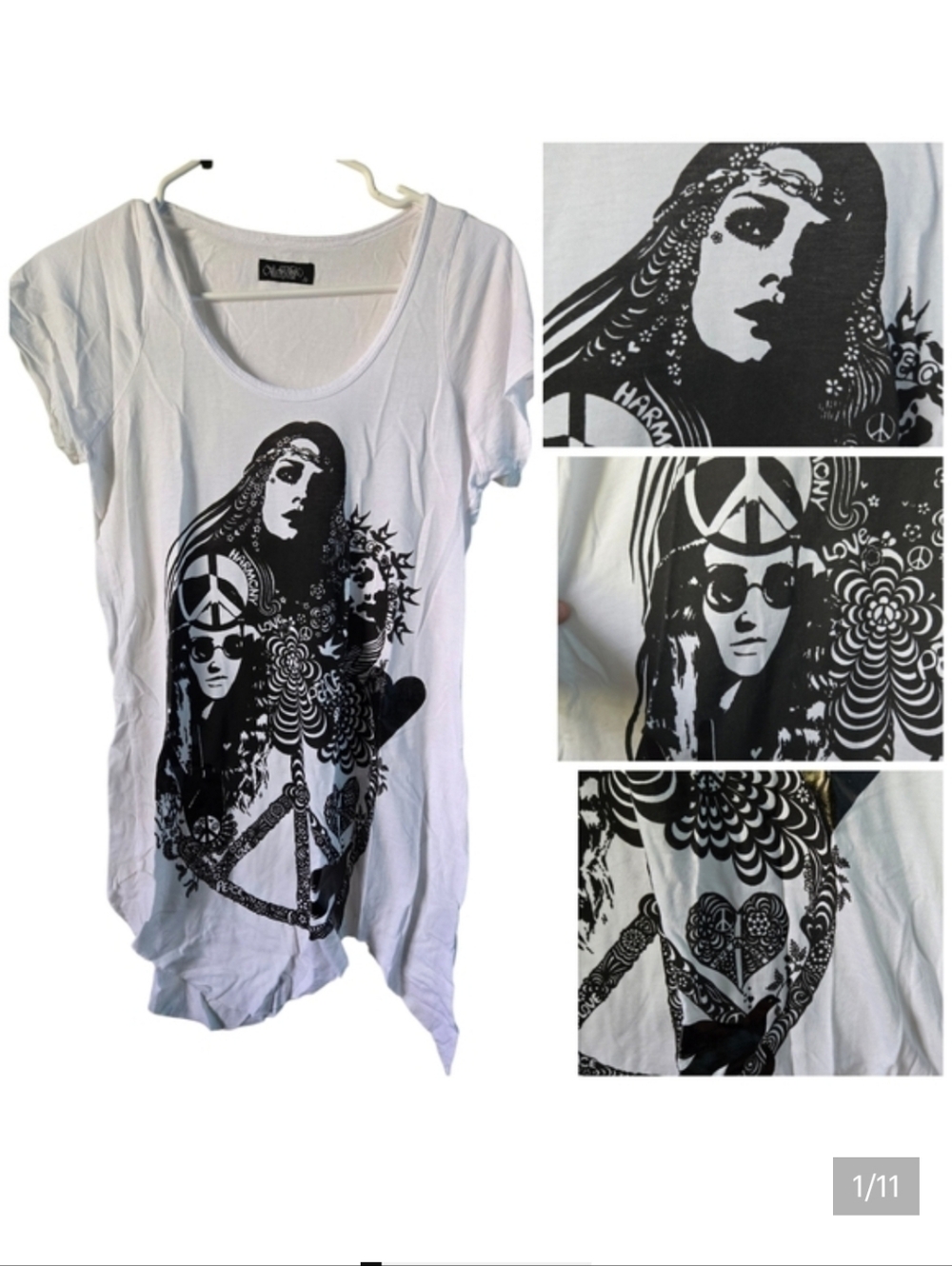 NWOT Lauren Moshi Hippie Girl Peace Harmony assymetrical tee